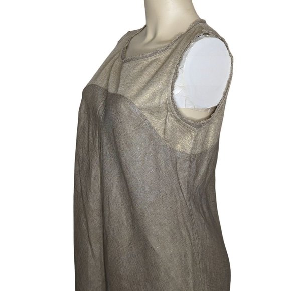 ab Nahlik sleeveless metallic shimmer beige and light gold sleeveless dress M 40 - Picture 8 of 12